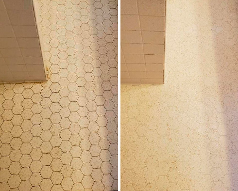 Before and after Picture of a Hard Surface Restoration Job in Fort Lee, NJ