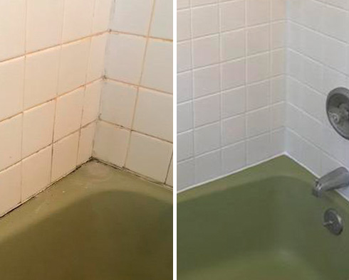 Picture of a Bathtub Before and After a Caulking Service in Ramsey, New Jersey