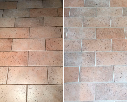Image of a Floor Before and After a Grout Cleaning in Fairview, NJ