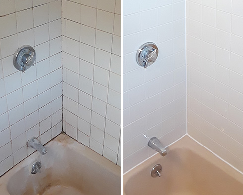 Shower Before and After a Service from Our Tile and Grout Cleaners in Wallington