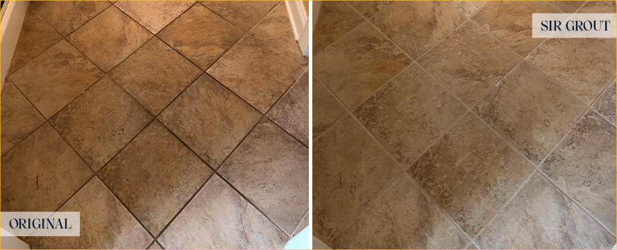 Floor Before and After a Flawless Grout Cleaning in Wayne, NJ