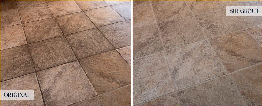 Floor Before and After a Superb Grout Cleaning in Wayne, NJ