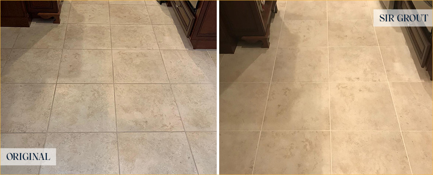 Kitchen Floor Before and After Our Wayne Tile and Grout Cleaners Job