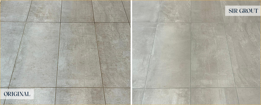 Ceramic Floor Before and After Our Montvale Tile and Grout Cleaners Job