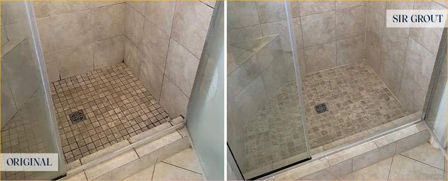 Ceramic Floor Before and After Or Ridgewood Grout Cleaning Service
