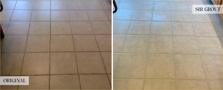 Floor Before and After a Flawless Grout Sealing in Montvale, NJ