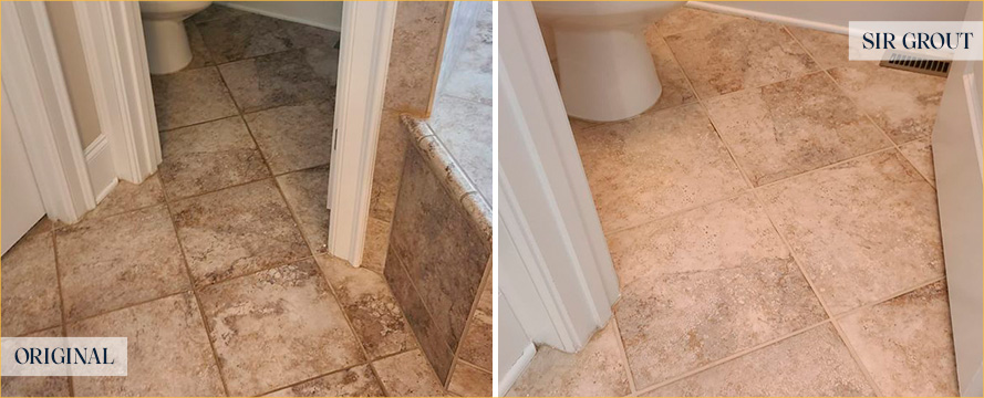 Bathroom Floor Restored by Our Tile and Grout Cleaners in Englewood, NJ