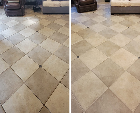 Living Room Floor Before and After Our Wayne Grout Cleaning Service