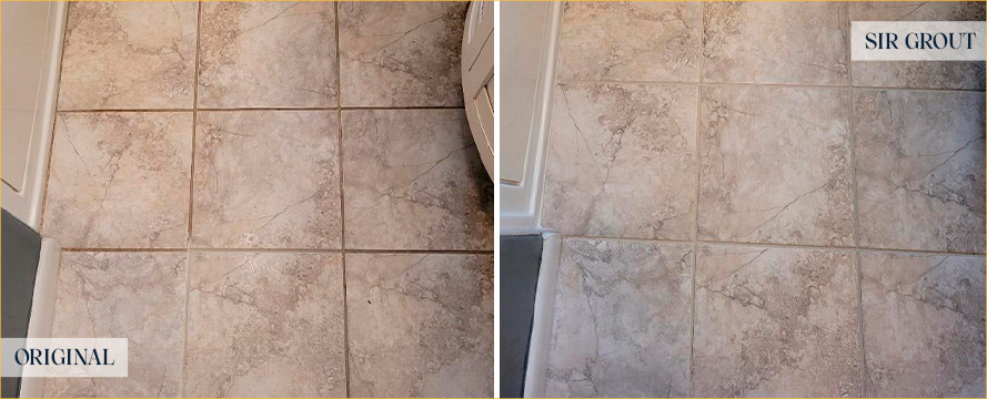 Floor Before and After a Flawless Grout Sealing in Ridgewood, NJ