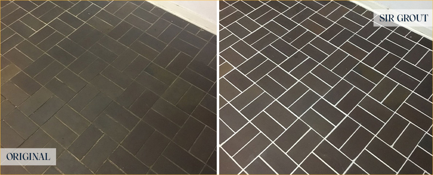 Slate Floor Before and After Our Englewood Grout Cleaning Service