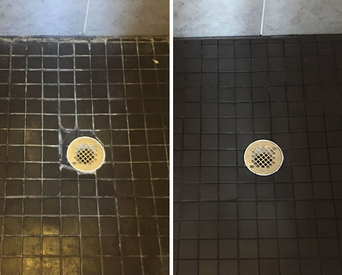 Before and After Picture of a Shower Tile Cleaning Job in Morristown, New Jersey