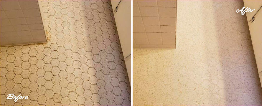 Before and after Picture of a Hard Surface Restoration Process in Fort Lee, New Jersey