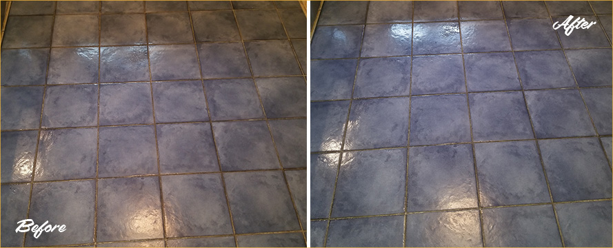 Before and After Our Kitchen Floor Grout Sealing and ColorSeal in Skylands, NJ
