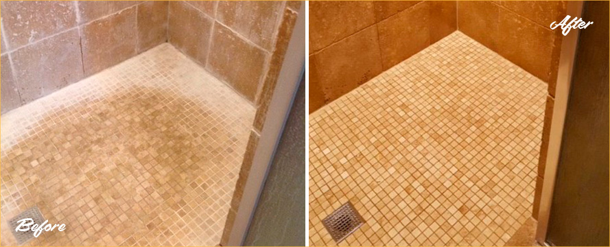 Shower Before and After a Superb Grout Sealing in Norwood 