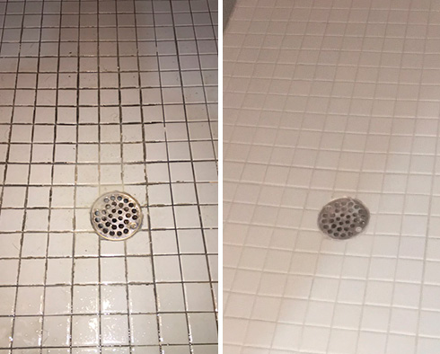 Picture of a Shower Before and After a Grout Cleaning in Hawthorne, NJ