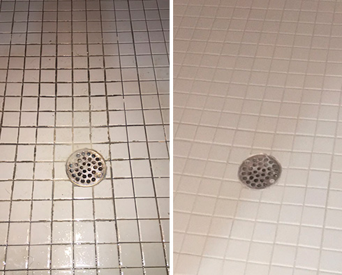 Picture of a Shower Before and After a Grout Cleaning in Hawthorne, NJ