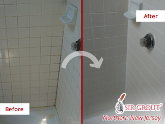 Before and After Our Tile Shower Grout Sealing in Harrison, NJ