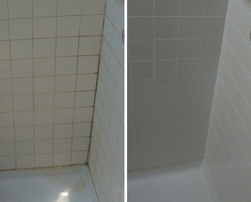 Before and After Our Tile Shower Grout Sealing in Harrison, NJ