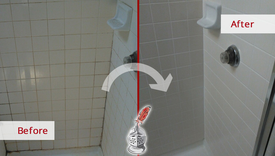 Before and After Our Tile Shower Grout Sealing in Harrison, NJ