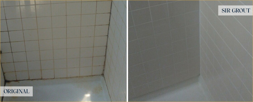 Before and After Our Tile Shower Grout Sealing in Harrison, NJ