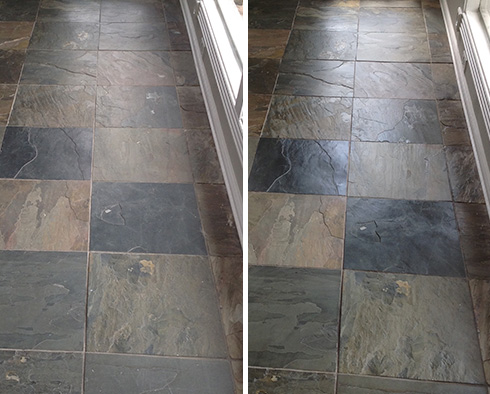 Before and After Floor Stone Sealing in Paramus, NJ