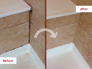 Shower Before and After Grout Sealing in Lyndhurst, NJ