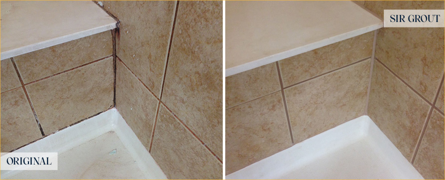 Shower Before and After Grout Sealing in Lyndhurst, NJ