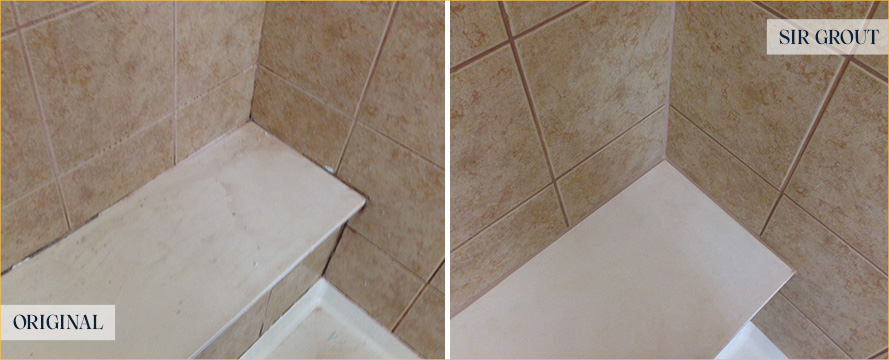 Shower Surfaces Before and After Grout Sealing in Lyndhurst, NJ