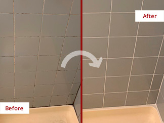 Shower Before and After Our Hard Surface Restoration Services in Athenia, NJ