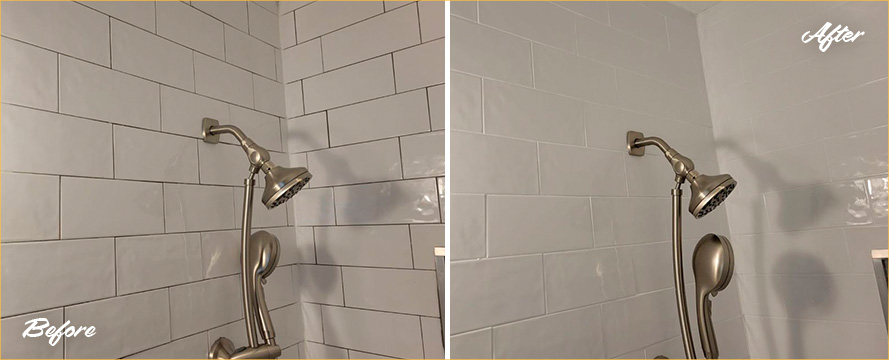 Tiled Bathroom Before and After Our Grout Sealing in Irvington, NJ