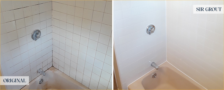 Shower Before and After a Service from Our Tile and Grout Cleaners in Wallington