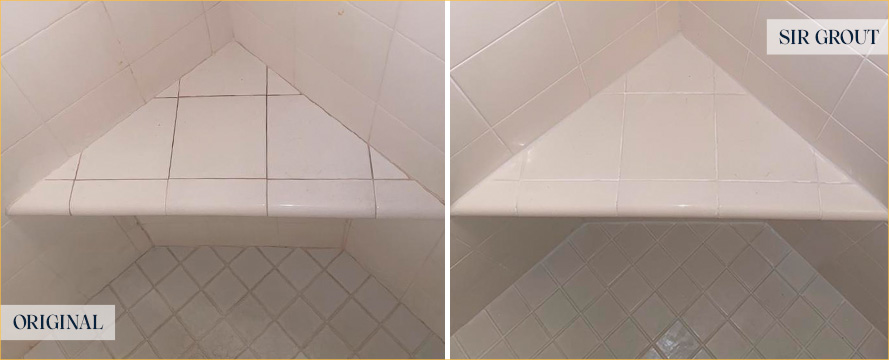 Shower Before and After a Flawless Grout Cleaning in Montvale, NJ